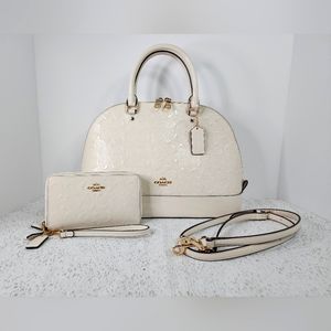 Coach - SIERRA SATCHEL In Signature debossed patent leather with wristle Wallet